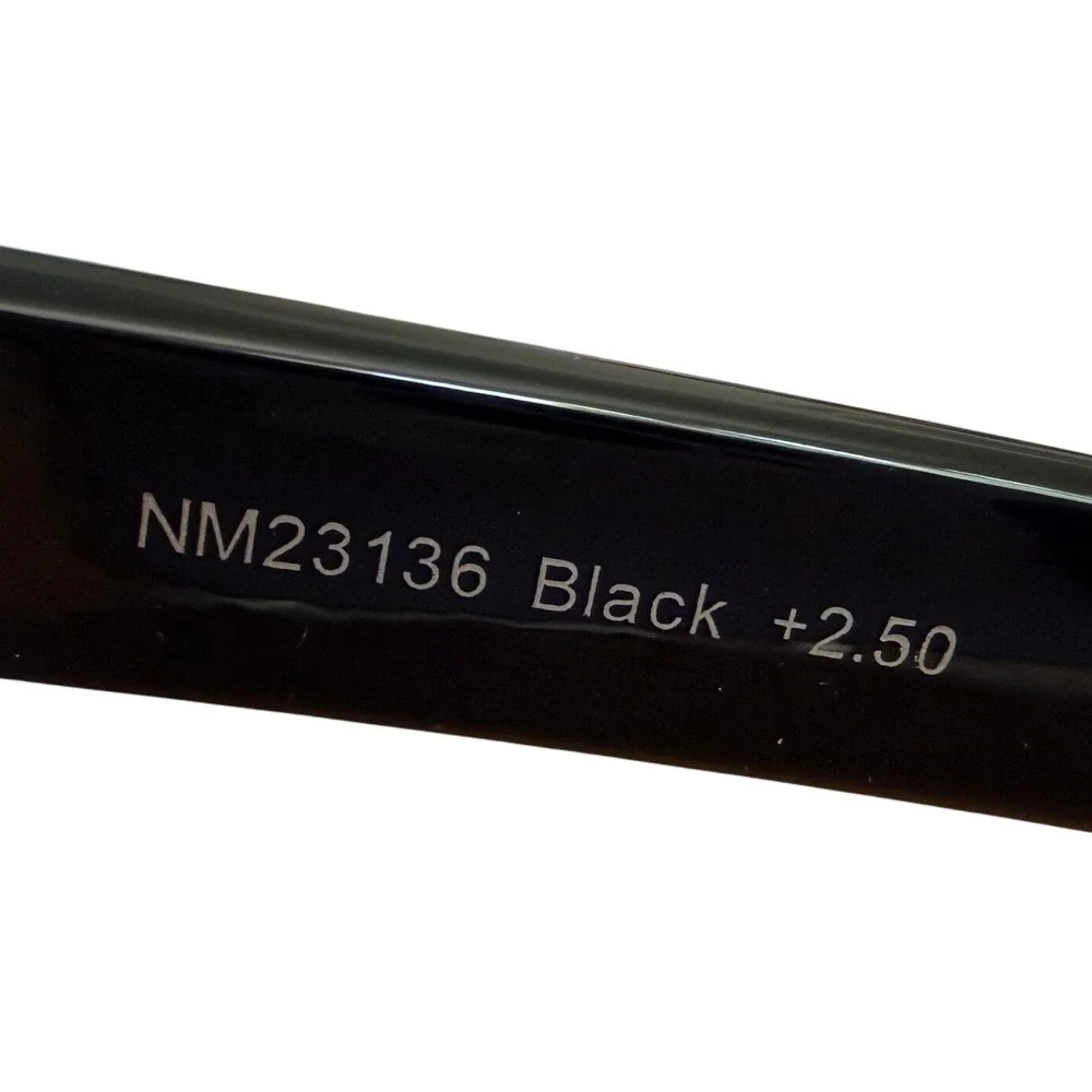 Nicole Miller NM23136 Black Square Reading Glasses Readers +2.50 Minimalist Chic